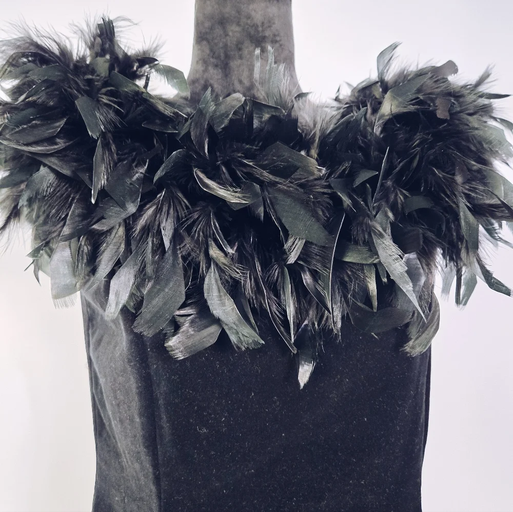 Velvet Feathered Cocktail Dress - Picture 10 of 14